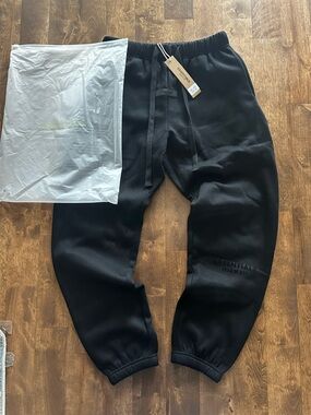 Fear of God Essentials Black Sweatpants with Subtle Logo